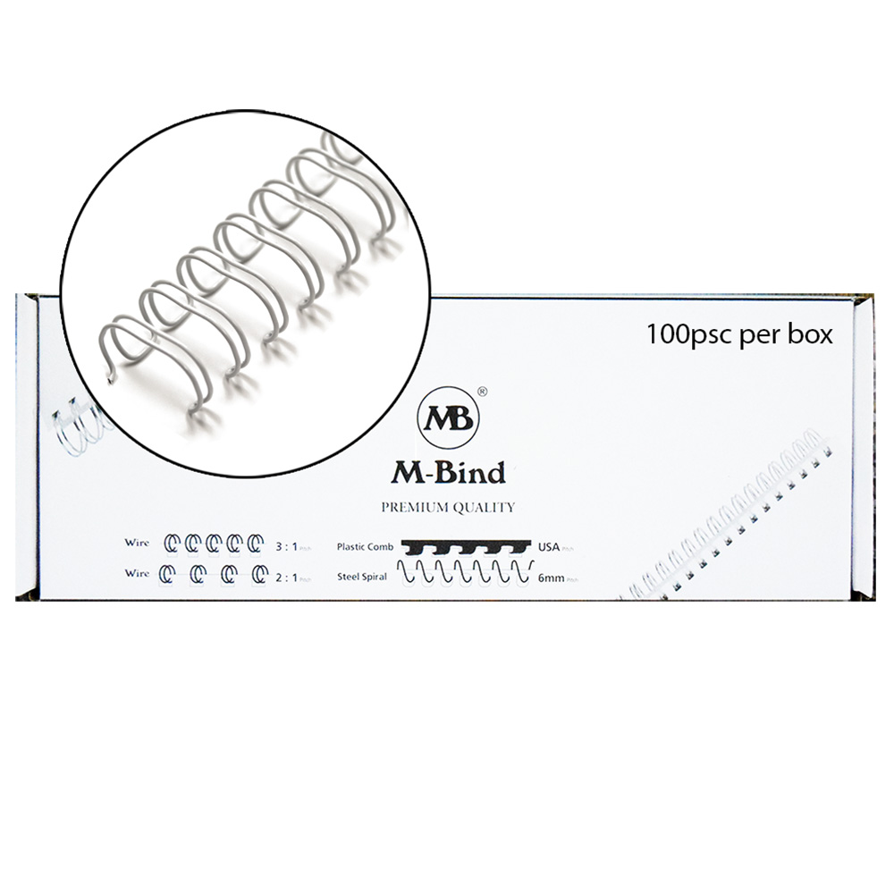 M-Bind Double Wire Bind 3:1 A4 - 1/2"(12.7mm) X 34 Loops, 100pcs/box, White M-Bind Double Wire Bind 3:1 A4 - 1/2"(12.7mm) X 34 Loops, 100pcs/box, White